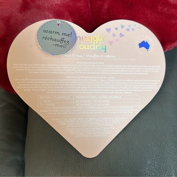Snuggle Buddies Warm Me I’m Yours Dark Red Heart Removable Heatable Belly - Picture 8 of 11